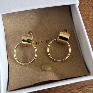 Jenny Bird Faye gold tone knockers earrings w/case and box